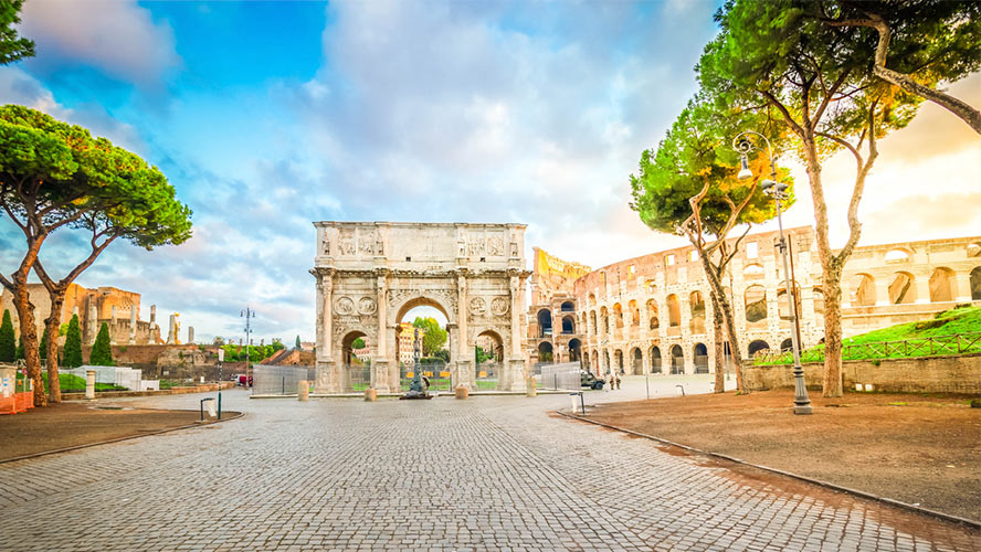 Colosseum and Roman Forum panoramic view in Rome Italy - Europe Tour Italy Austria Switzerland France
