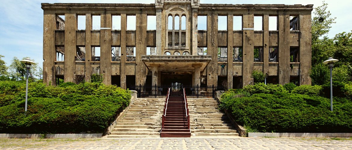 Panoramic view of Cheorwon DMZ with observation post and barbed-wire fences, part of a historical South Korea tour package experience