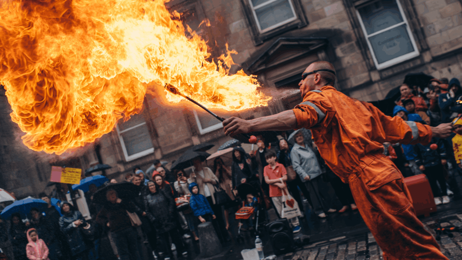 Crowds and street performers at the vibrant Edinburgh Festival Fringe, the world’s largest arts festival held every August