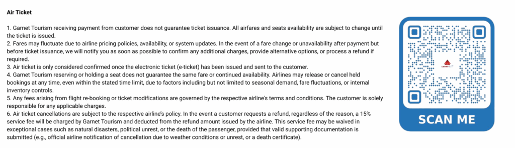 Terms & Conditions - Garnet Tourism