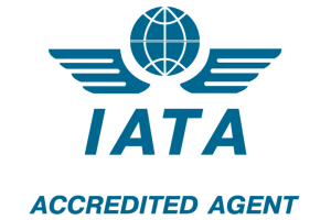 IATA accredited logo in blue color